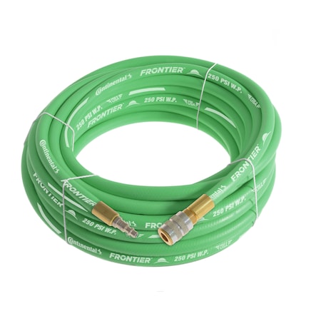 3/8 X 100' Green EPDM Air Hose, 300 PSI, 3/8 Ind. Interchange M+F QC